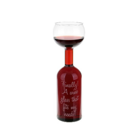 Kieliszek - butelka z napisem - Finally a wine glass that fits my needs
