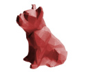 Świeca pies buldog - czerwony metaliczny
