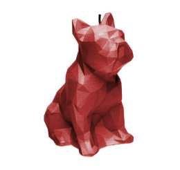 Świeca pies buldog - czerwony metaliczny