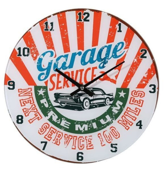 Szklany zegar - Garage Service