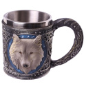 Metalowy kufel - biały wilk