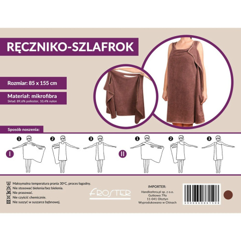 Ręcznik ze szlafrokiem - 2w1 [ręczniko-szlafrok] - ciemnoróżowy