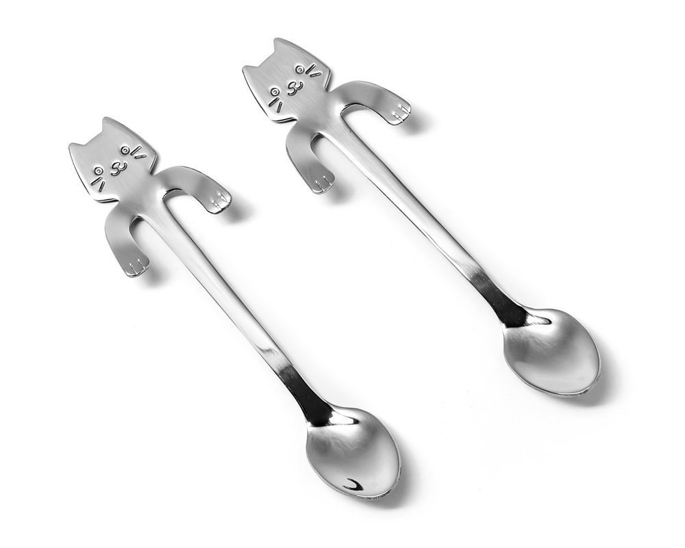 Łyżeczki kotki 2 sztuki - srebrne