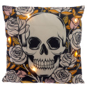 Świecąca poduszka LED - czaszki i róże