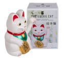 Maneki-neko kot szczęścia - duży - biało-kolorowy