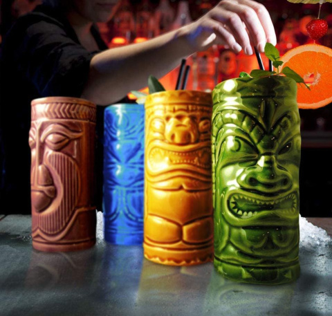 Kubki Tiki - hawajski zestaw 4 kubków