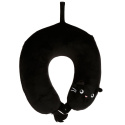 Poduszka podróżna rogal z maską na oczy - czarny kot