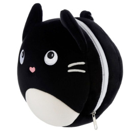 Poduszka z maską na oczy - czarny kot - podróżna lub pracowa