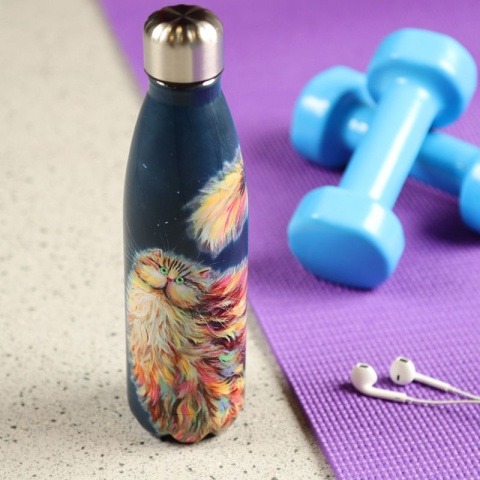 Butelka termiczna - tęczowy kot