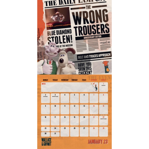 Kalendarz ścienny 2023 - Wallace i Gromit