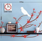 Naklejka ścienna z zegarem - Biały ptak